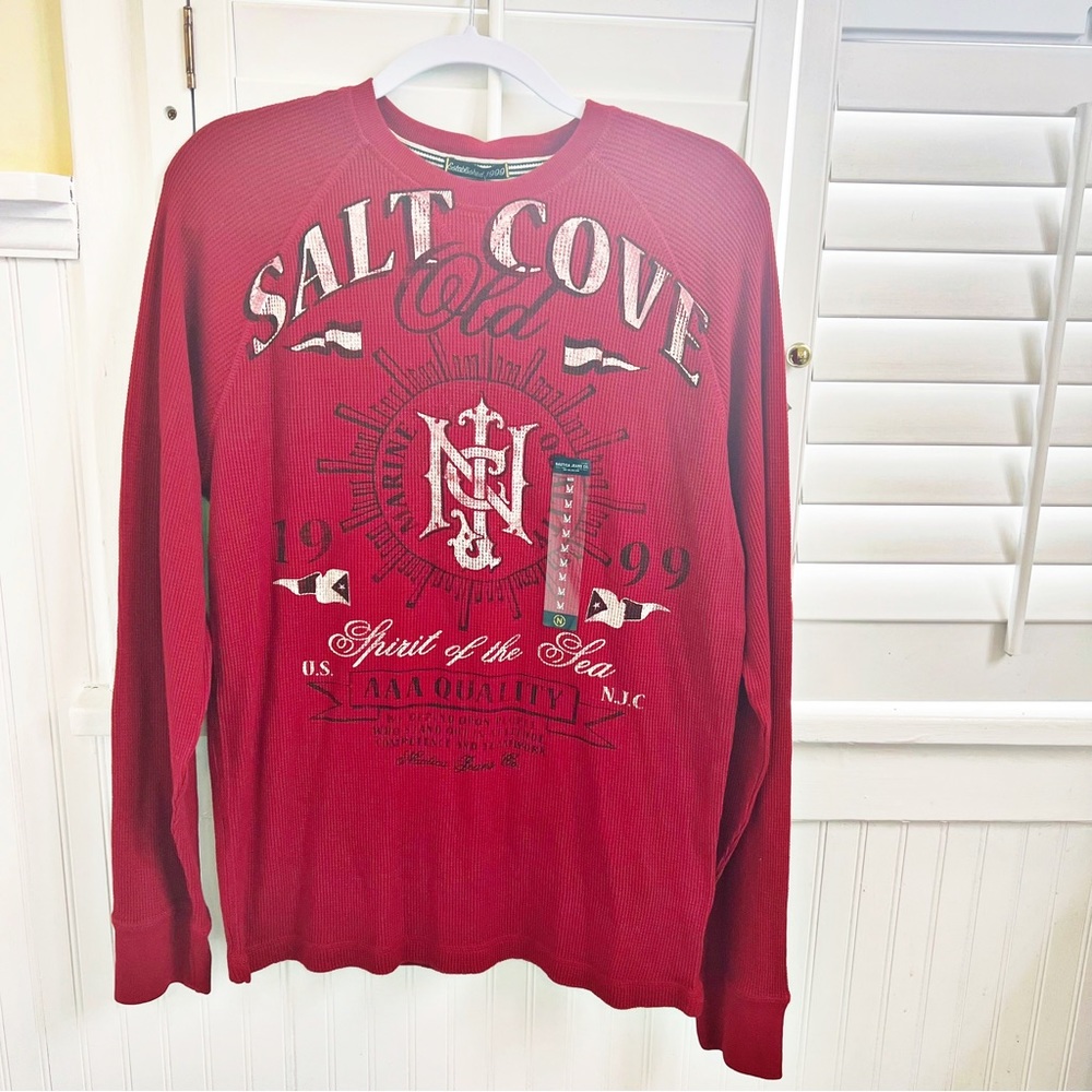 Nautica Jeans Co NWT Red Thermal Knit Long Sleeve T-Shirt Men’s Size Medium